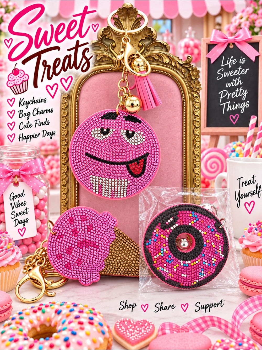 Sweet treats, bag charms keychains